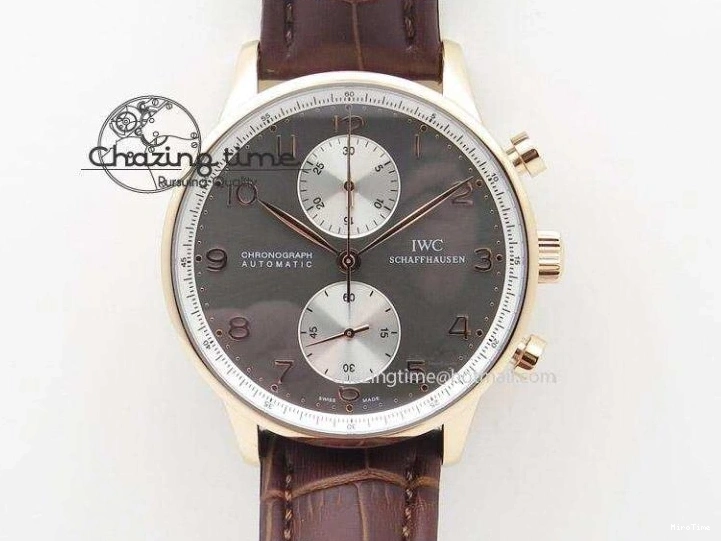 MIROTIME 0516 Portuguese Chrono SS ZF 1:1 Best Edition Gray Dial SS On Black Leather Strap A ZipUp 7215